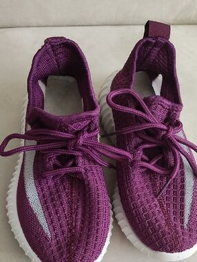 Kids Knit Lace-Up Sneakers in Purple - Lightweight Everyday Shoes
